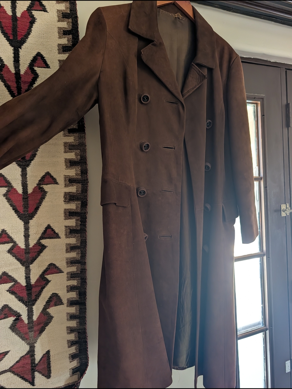 Classic Brown Double-Breasted Long Trench Coat
